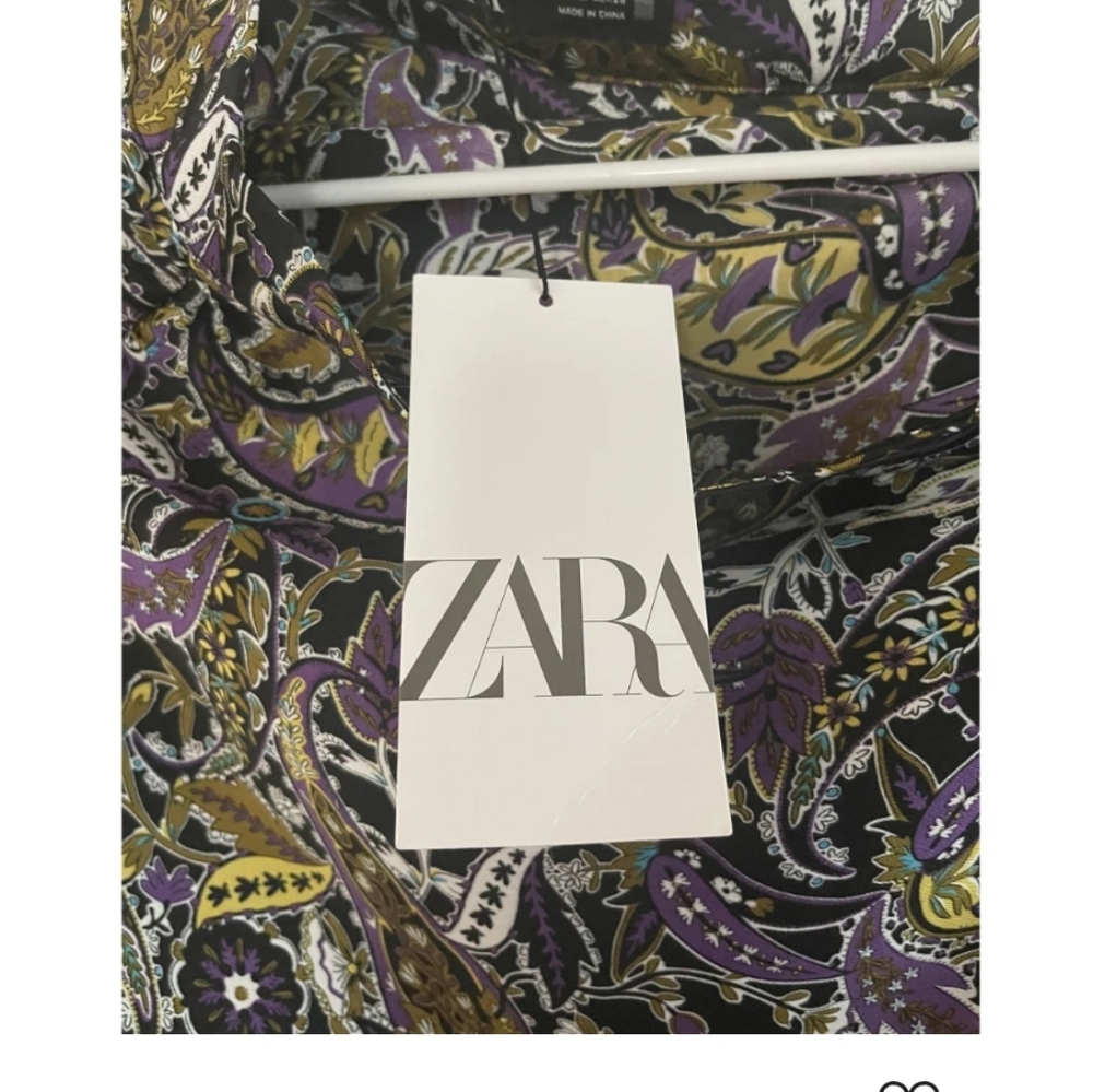 ZARA Purple Paisley Print Ruffle Mini Skirt - Picture 9 of 14
